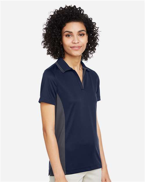 Harriton Women's Flash Snag Protection Plus IL Colorblock Polo - M386W Dark Navy- Dark Charcoal