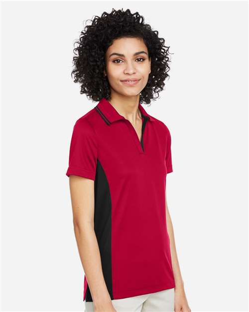 Harriton Women's Flash Snag Protection Plus IL Colorblock Polo - M386W Red- Black