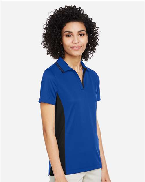 Harriton Women's Flash Snag Protection Plus IL Colorblock Polo - M386W True Royal- Black