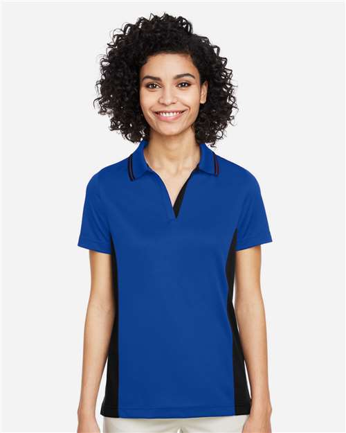 Harriton Women's Flash Snag Protection Plus IL Colorblock Polo - M386W True Royal- Black