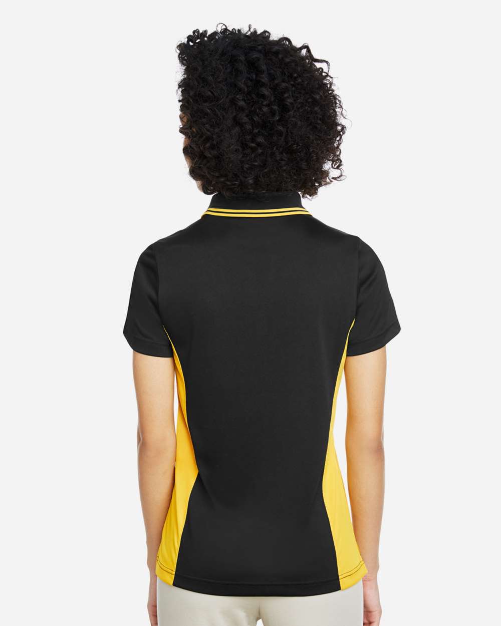 Harriton Women's Flash Snag Protection Plus IL Colorblock Polo - M386W Black- Sunray Yellow