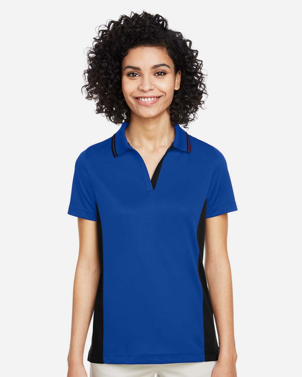 Harriton Women's Flash Snag Protection Plus IL Colorblock Polo - M386W True Royal- Black