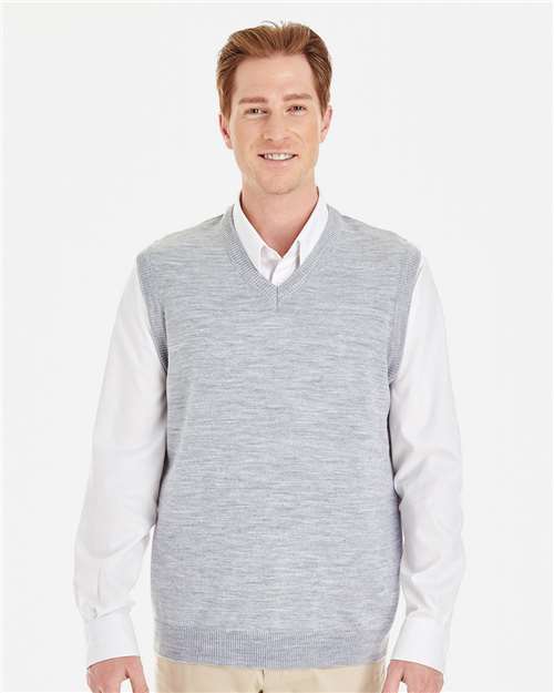 Harriton Men's Pilbloc™ V-Neck Sweater Vest - M415 Grey Heather