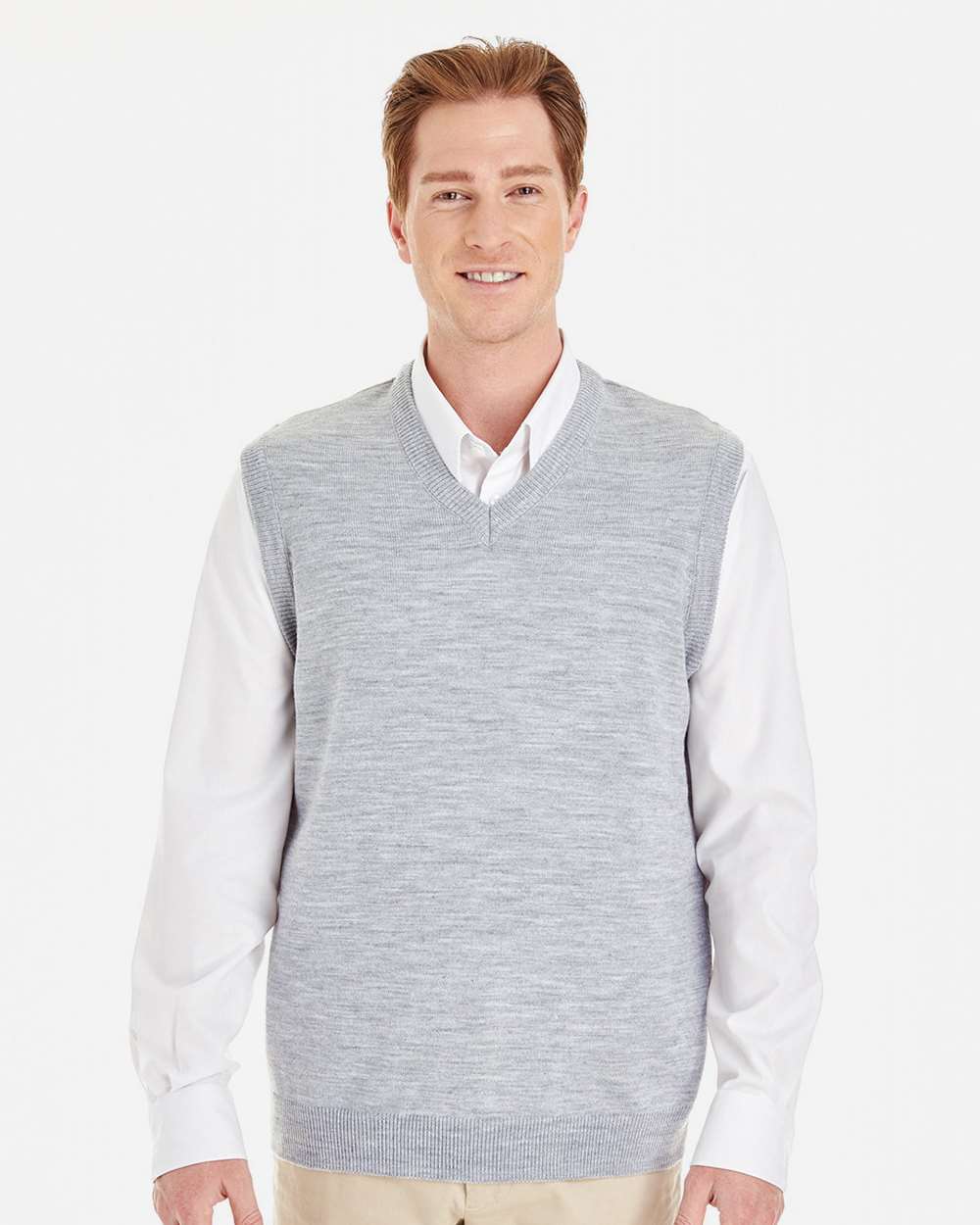 Harriton Men's Pilbloc™ V-Neck Sweater Vest - M415 Grey Heather
