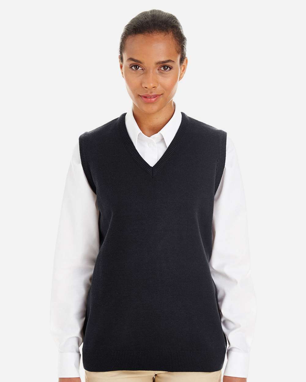 Harriton Women's Pilbloc™ V-Neck Sweater Vest - M415W Black