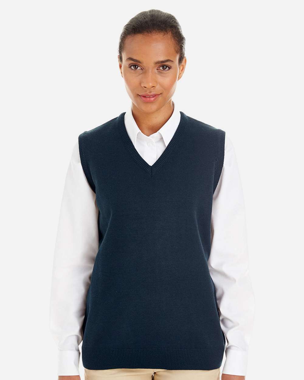 Harriton Women's Pilbloc™ V-Neck Sweater Vest - M415W Dark Navy