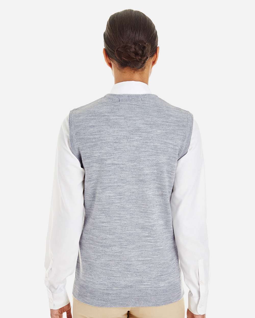 Harriton Women's Pilbloc™ V-Neck Sweater Vest - M415W Grey Heather