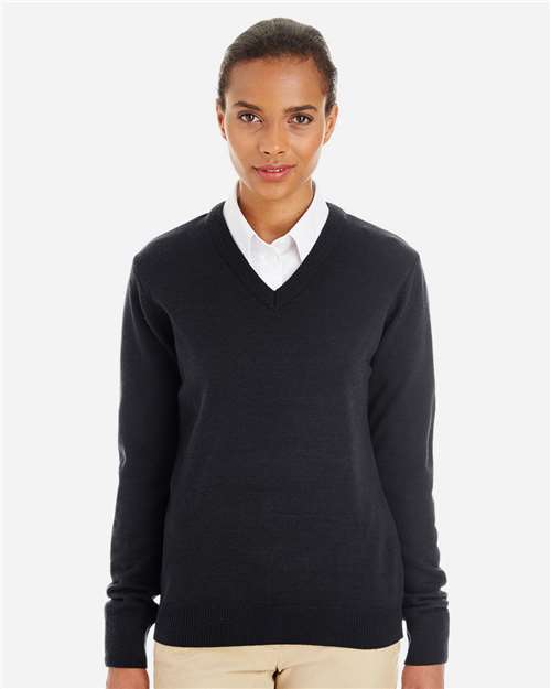Harriton Women's Pilbloc V-Neck Sweater - M420W Black