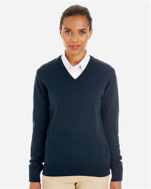 Harriton Women's Pilbloc V-Neck Sweater - M420W Dark Navy