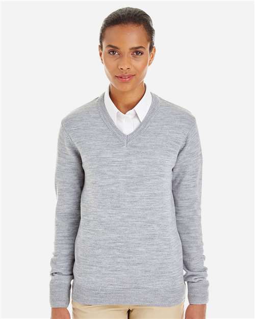 Harriton Women's Pilbloc V-Neck Sweater - M420W Grey Heather