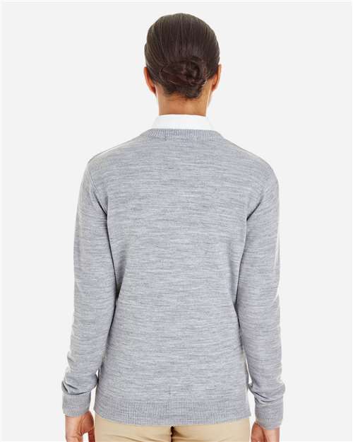Harriton Women's Pilbloc V-Neck Sweater - M420W Grey Heather
