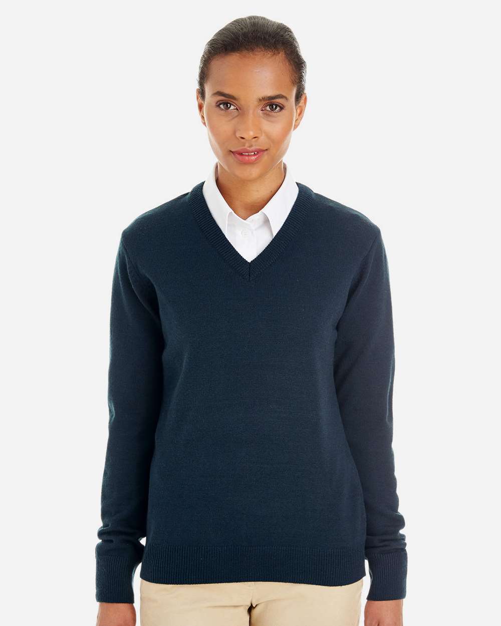 Harriton Women's Pilbloc V-Neck Sweater - M420W Dark Navy