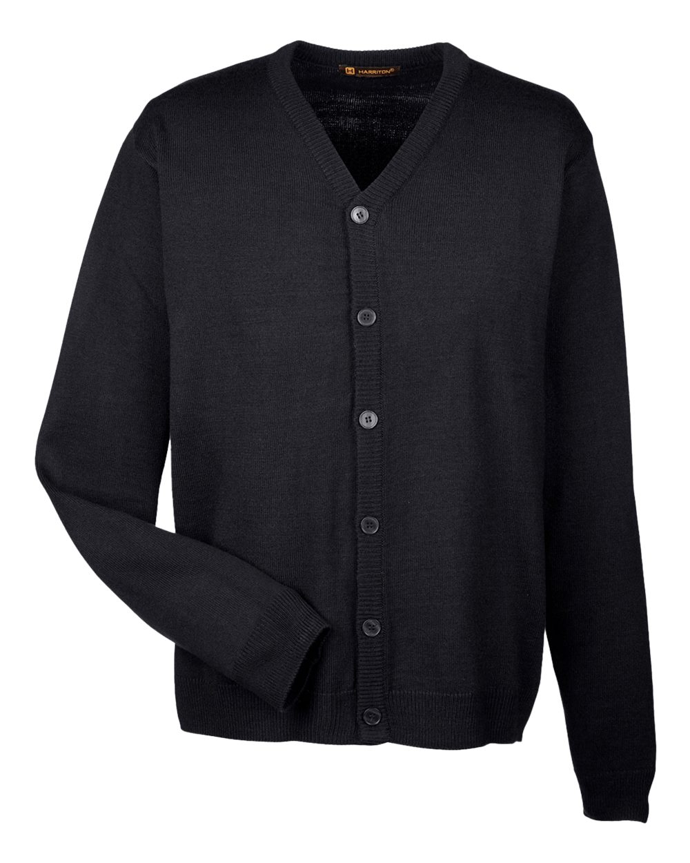 Harriton Men's Pilbloc™ V-Neck Button Cardigan Sweater - M425 Black