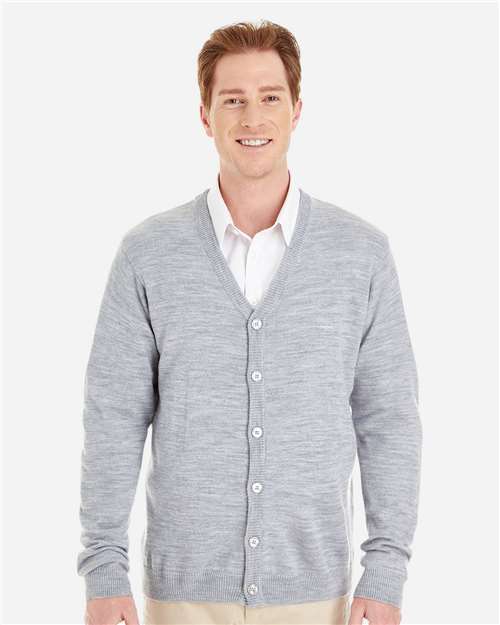 Harriton Men's Pilbloc™ V-Neck Button Cardigan Sweater - M425 Grey Heather