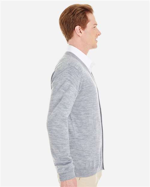 Harriton Men's Pilbloc™ V-Neck Button Cardigan Sweater - M425 Grey Heather
