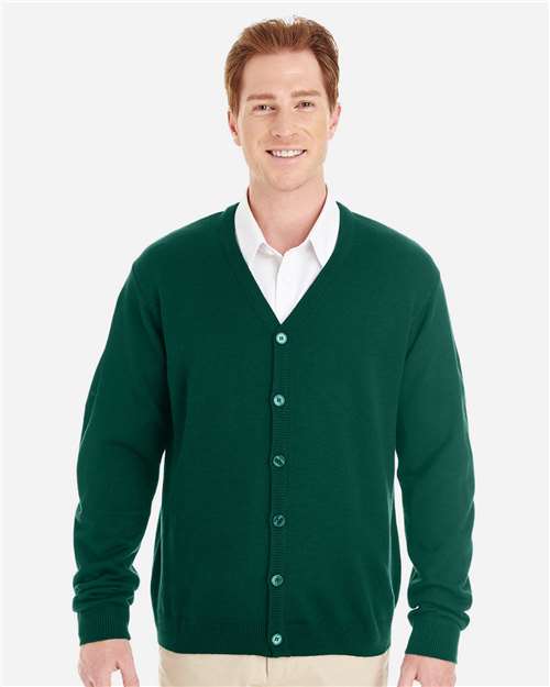Harriton Men's Pilbloc™ V-Neck Button Cardigan Sweater - M425 Hunter
