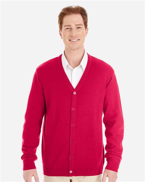 Harriton Men's Pilbloc™ V-Neck Button Cardigan Sweater - M425 Red