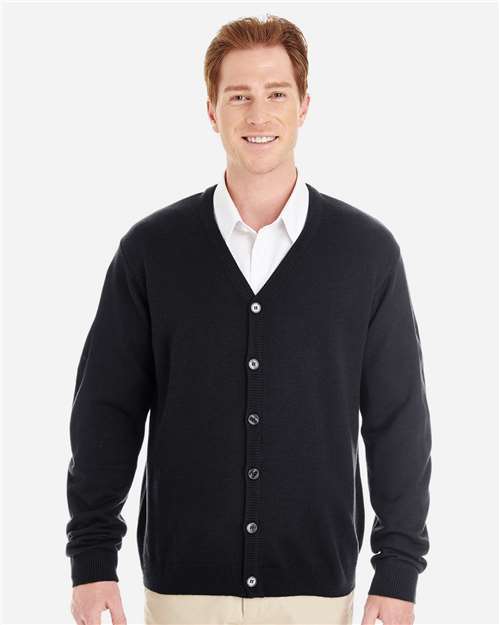 Harriton Men's Pilbloc™ V-Neck Button Cardigan Sweater - M425 Black