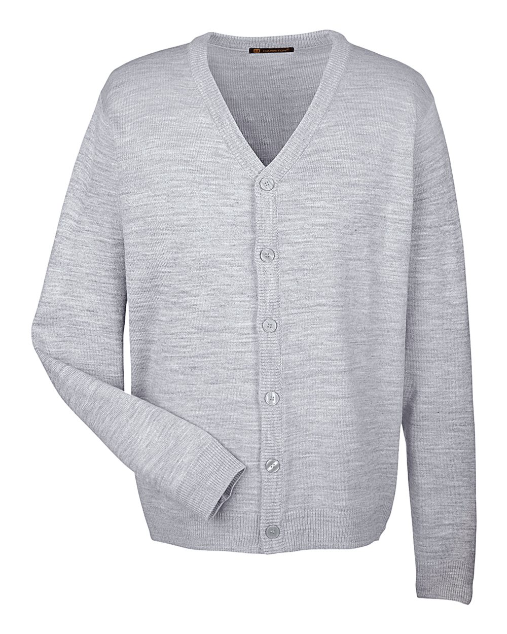 Harriton Men's Pilbloc™ V-Neck Button Cardigan Sweater - M425 Grey Heather