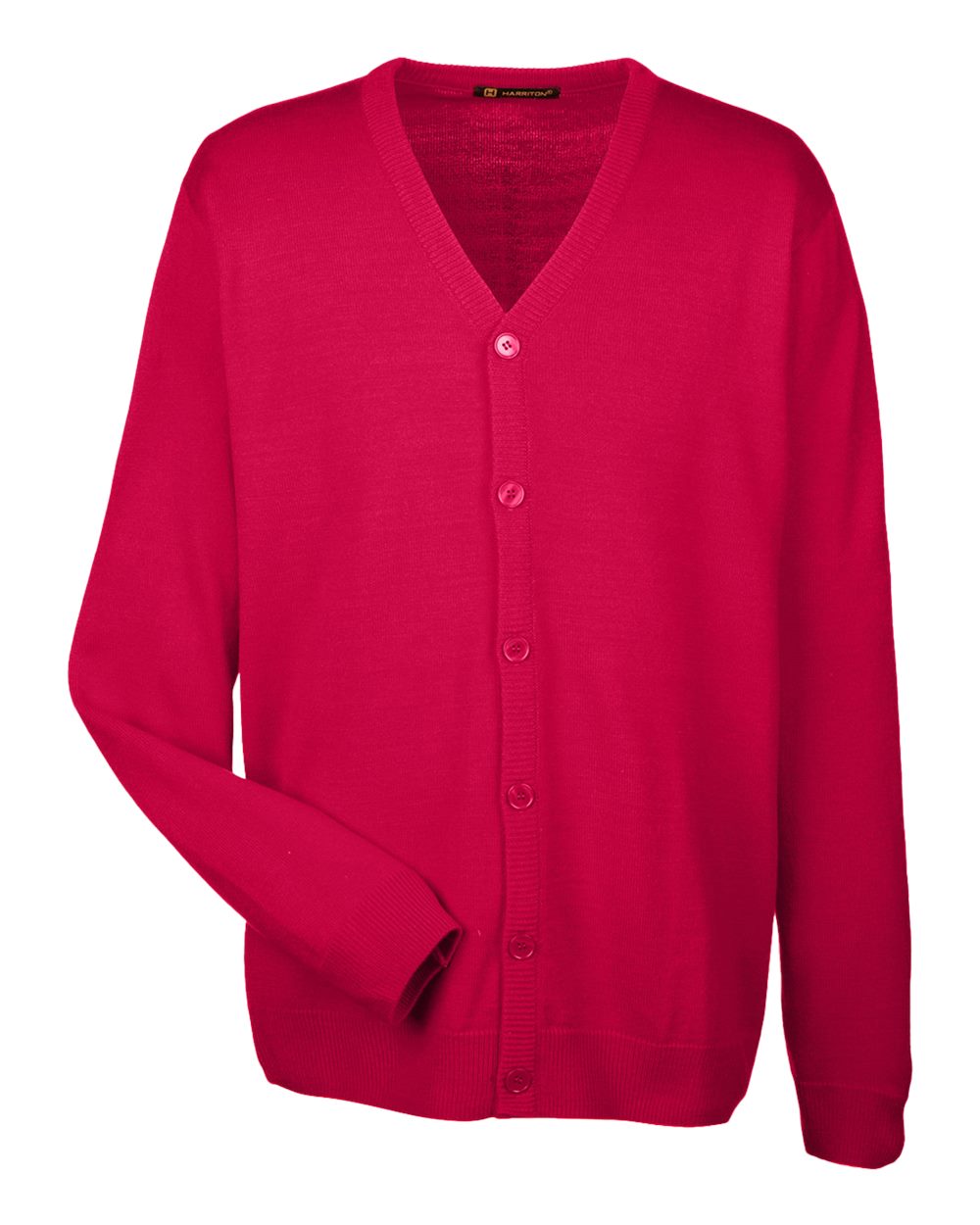 Harriton Men's Pilbloc™ V-Neck Button Cardigan Sweater - M425 Red