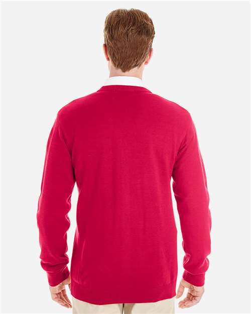 Harriton Men's Pilbloc™ V-Neck Button Cardigan Sweater - M425 Red