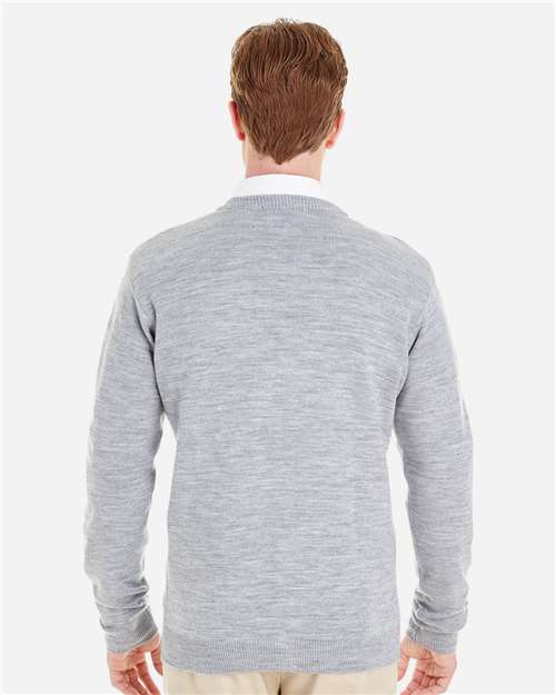 Harriton Men's Pilbloc™ V-Neck Button Cardigan Sweater - M425 Grey Heather