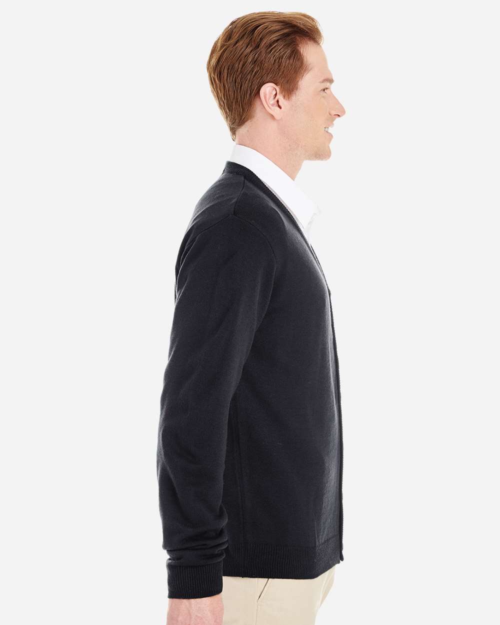 Harriton Men's Pilbloc™ V-Neck Button Cardigan Sweater - M425 Black
