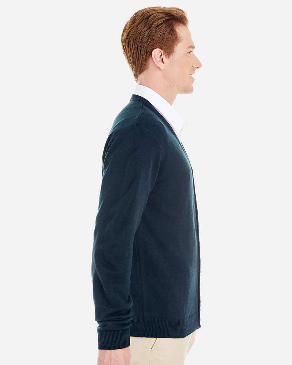 Harriton Men's Pilbloc™ V-Neck Button Cardigan Sweater - M425 Dark Navy