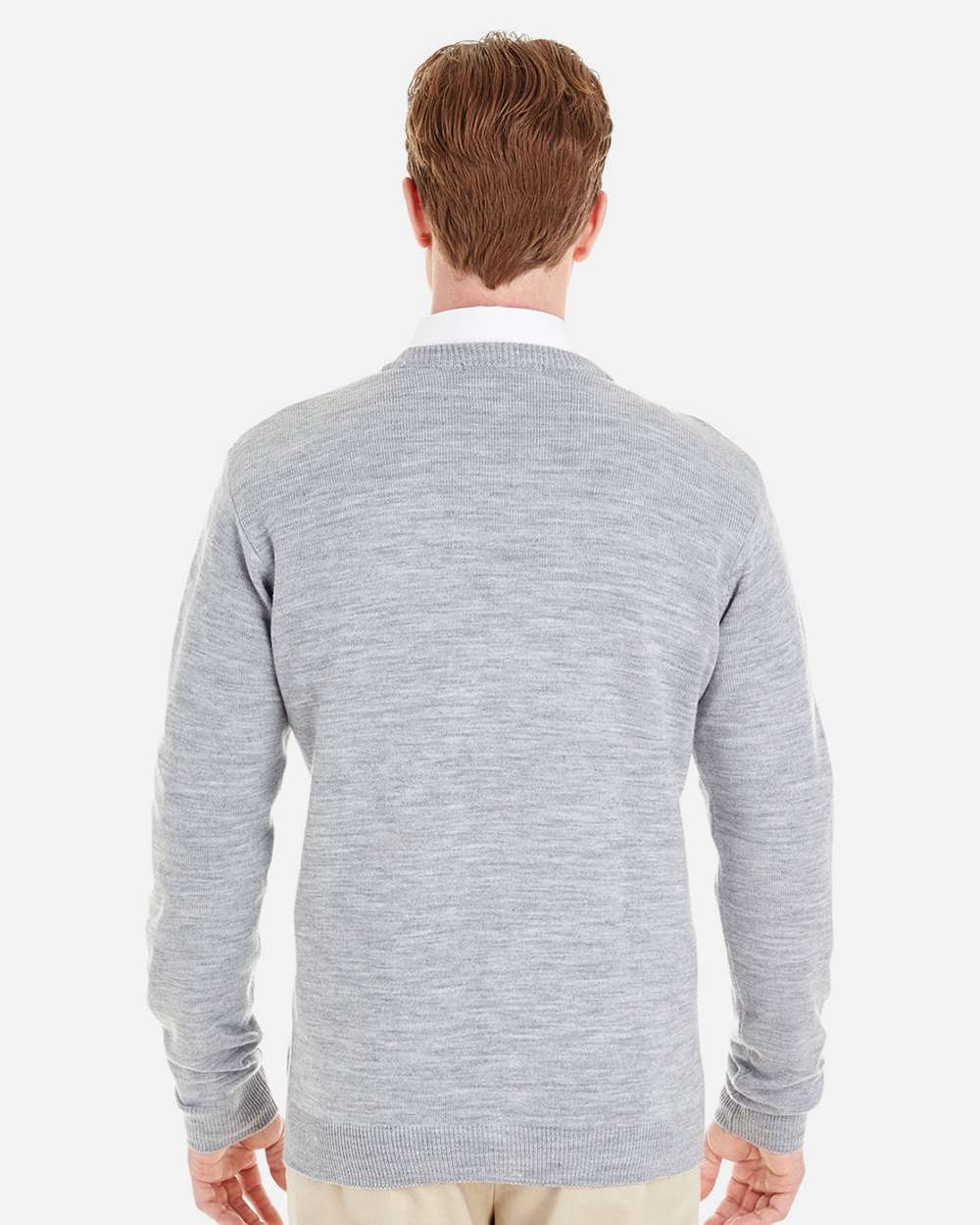 Harriton Men's Pilbloc™ V-Neck Button Cardigan Sweater - M425 Grey Heather