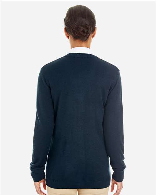 Harriton Women's Pilbloc V-Neck Button Cardigan Sweater - M425W Dark Navy