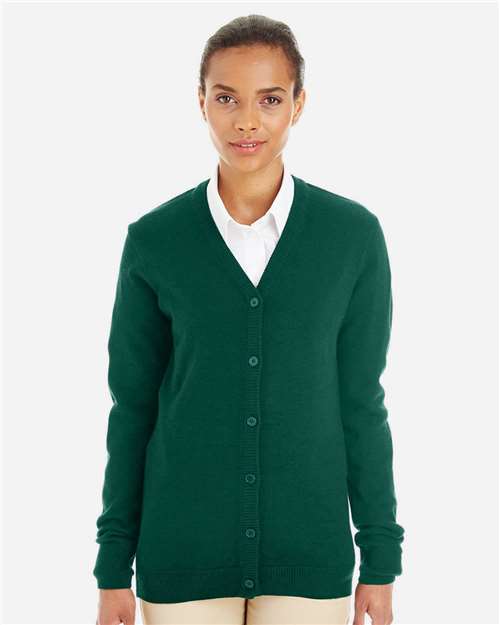 Harriton Women's Pilbloc V-Neck Button Cardigan Sweater - M425W Hunter