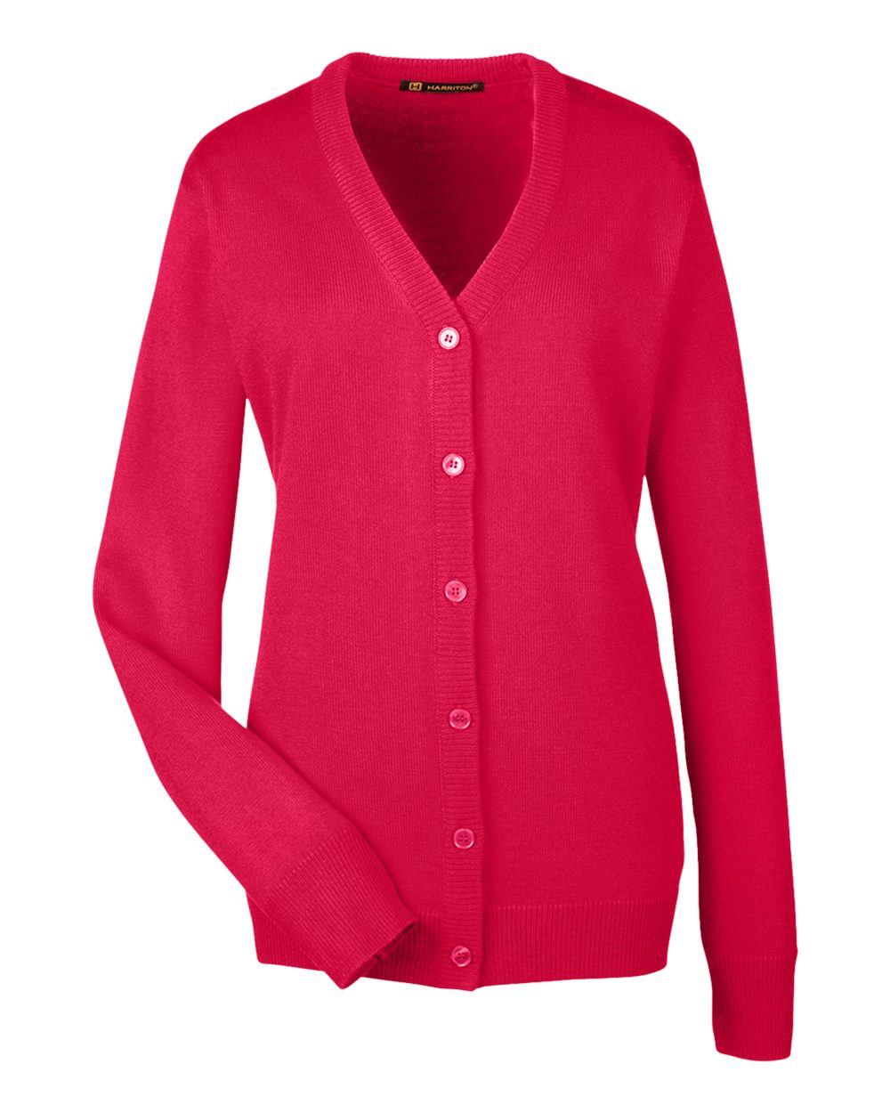 Harriton Women's Pilbloc V-Neck Button Cardigan Sweater - M425W Red