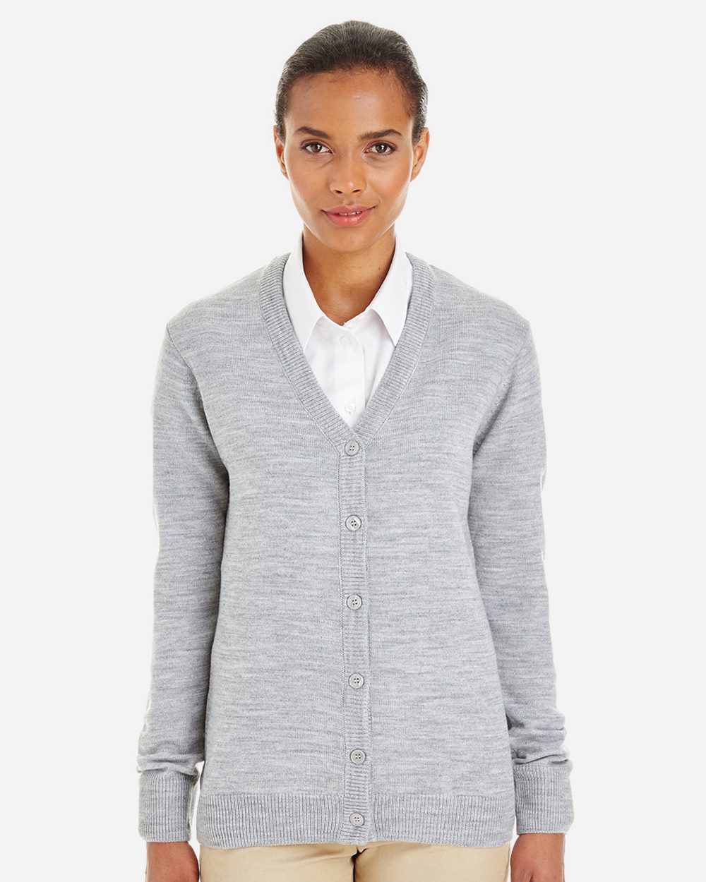 Harriton Women's Pilbloc V-Neck Button Cardigan Sweater - M425W