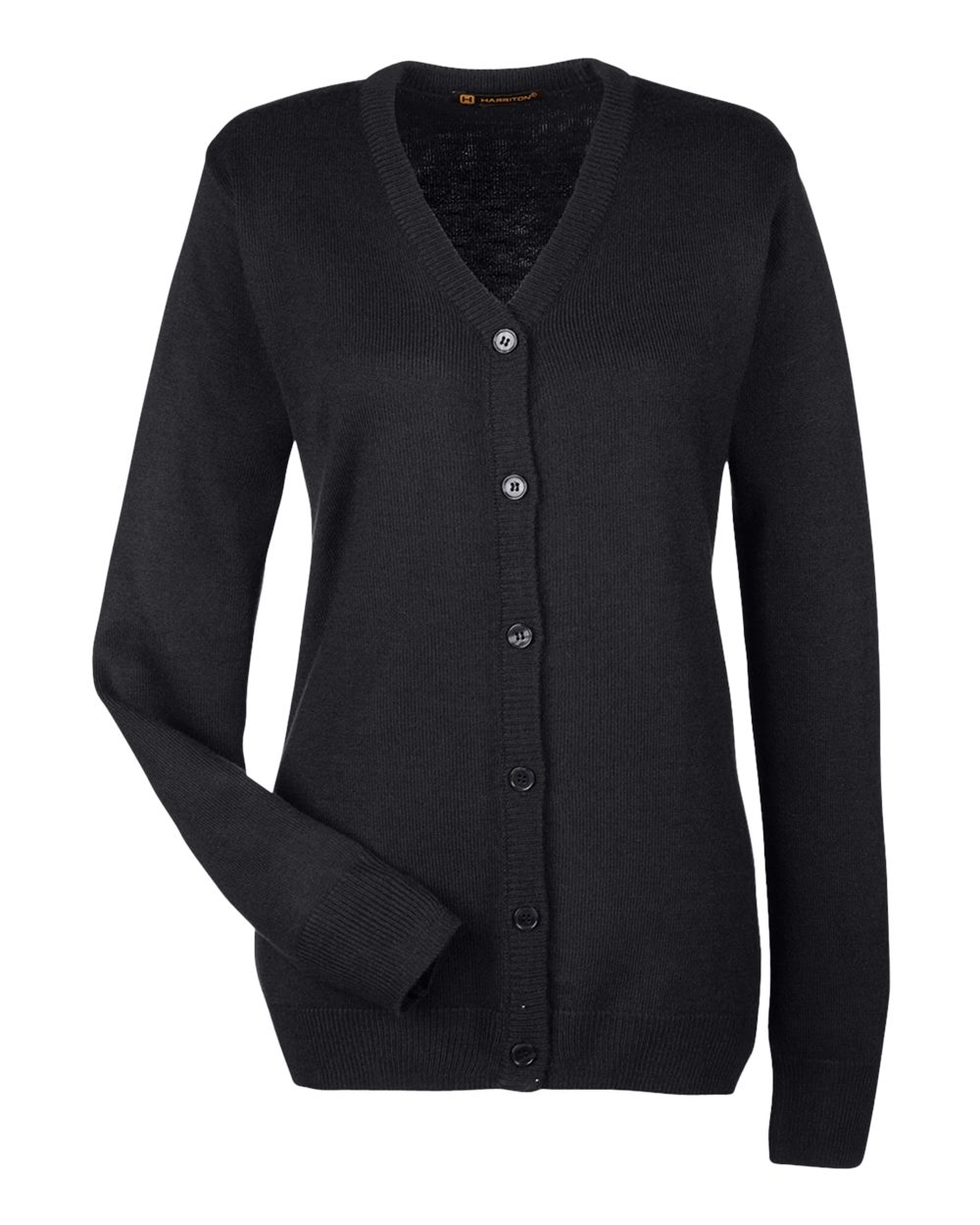 Harriton Women's Pilbloc V-Neck Button Cardigan Sweater - M425W Black