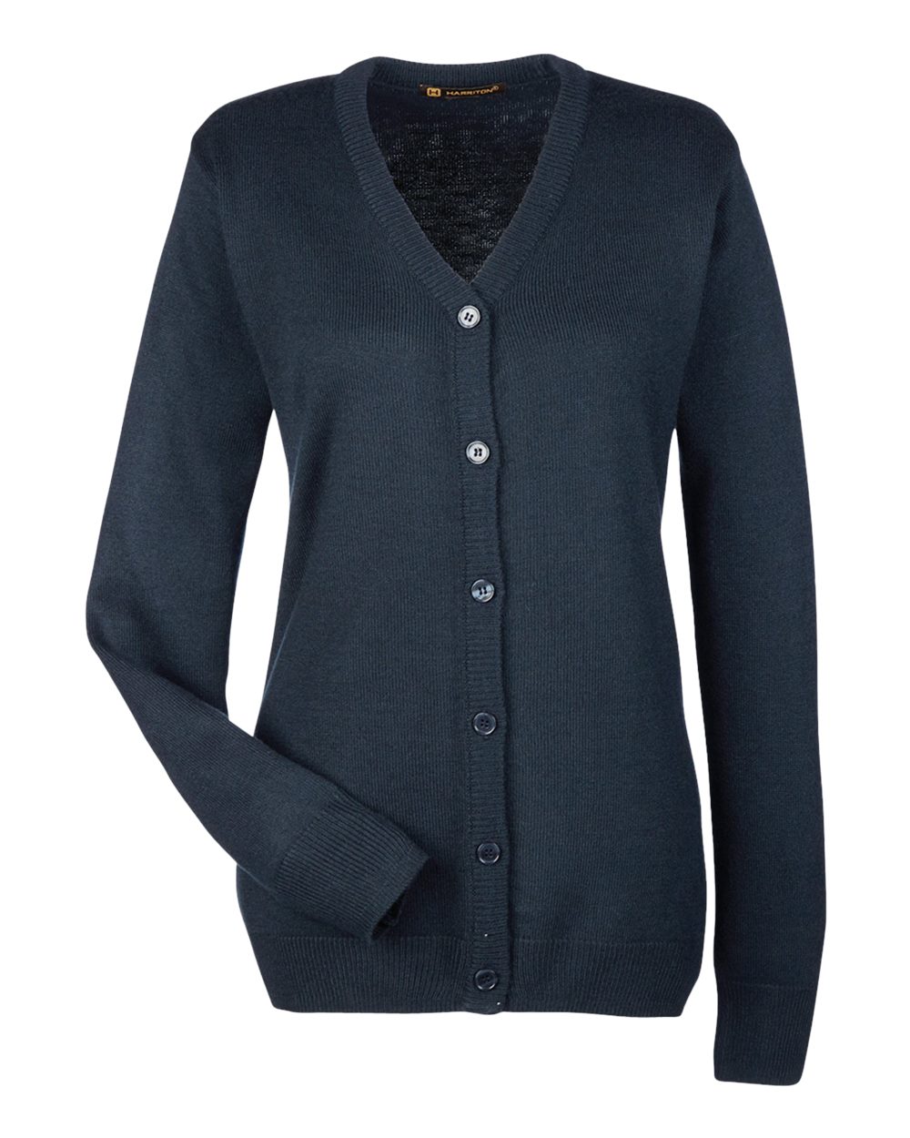 Harriton Women's Pilbloc V-Neck Button Cardigan Sweater - M425W Dark Navy