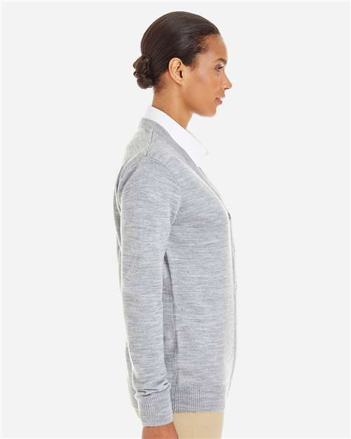 Harriton Women's Pilbloc V-Neck Button Cardigan Sweater - M425W Grey Heather