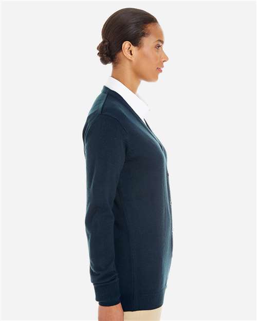 Harriton Women's Pilbloc V-Neck Button Cardigan Sweater - M425W Dark Navy