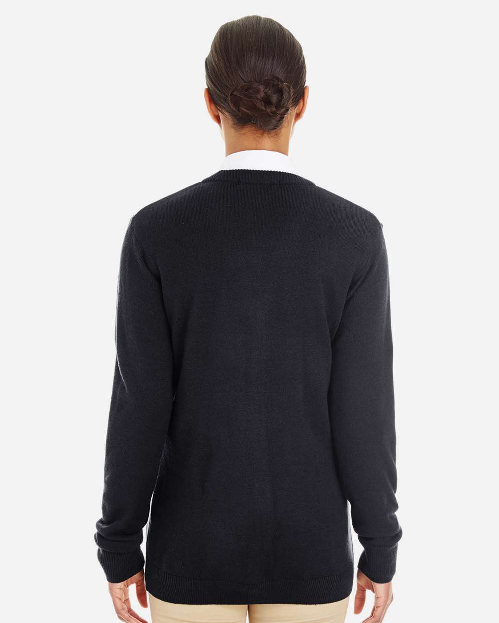 Harriton Women's Pilbloc V-Neck Button Cardigan Sweater - M425W Black