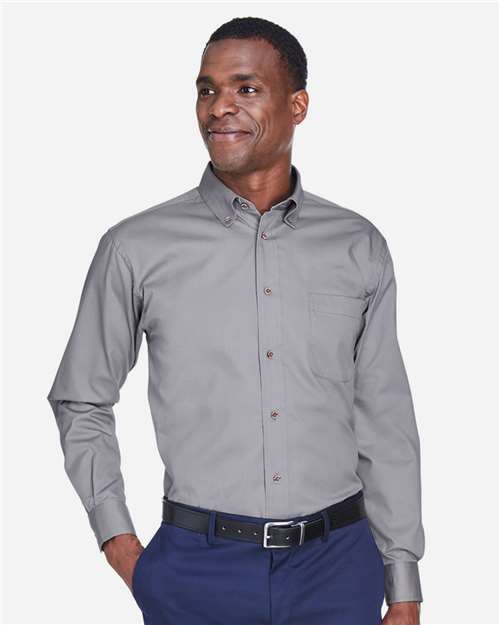 Harriton Men's Easy Blend™ Twill Shirt - M500 Dark Grey