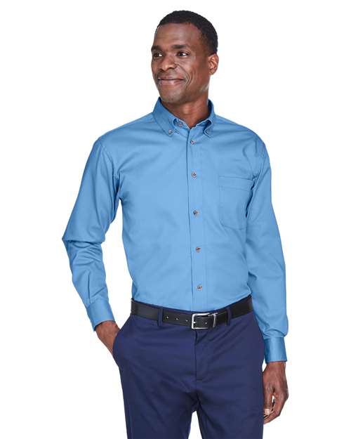 Harriton Men's Easy Blend™ Twill Shirt - M500 Light College Blue