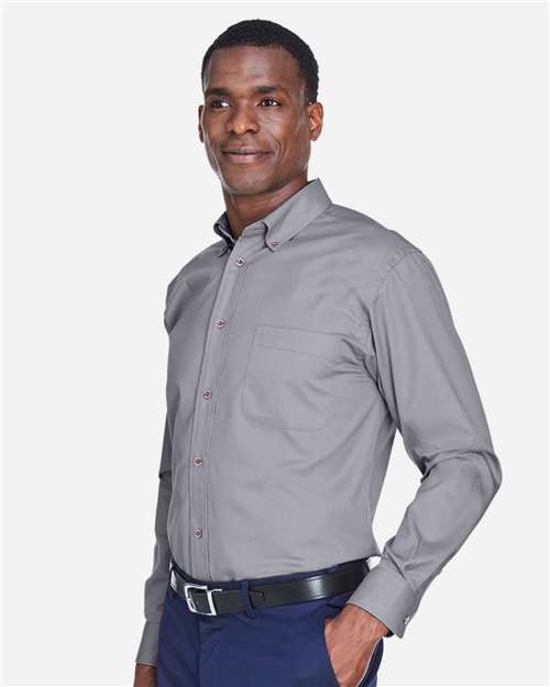 Harriton Men's Easy Blend™ Twill Shirt - M500 Dark Grey