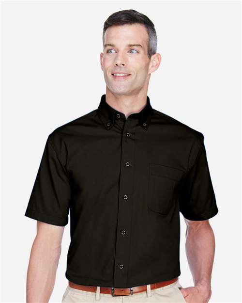 Harriton Men's Easy Blend™ Twill Dress Shirt with Stain-Release - M500S Black