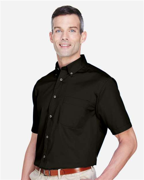 Harriton Men's Easy Blend™ Twill Dress Shirt with Stain-Release - M500S Black