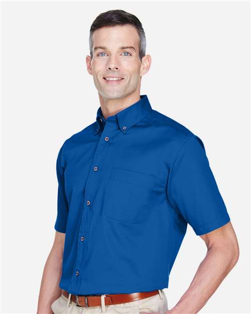 Harriton Men's Easy Blend™ Twill Dress Shirt with Stain-Release - M500S French Blue