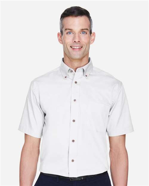 Harriton Men's Easy Blend™ Twill Dress Shirt with Stain-Release - M500S White