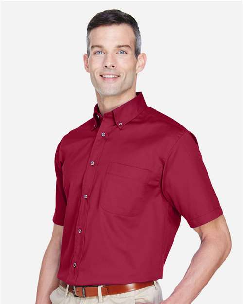 Harriton Men's Easy Blend™ Twill Dress Shirt with Stain-Release - M500S Wine