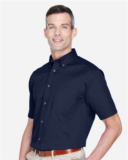 Harriton Men's Easy Blend™ Twill Dress Shirt with Stain-Release - M500S Navy