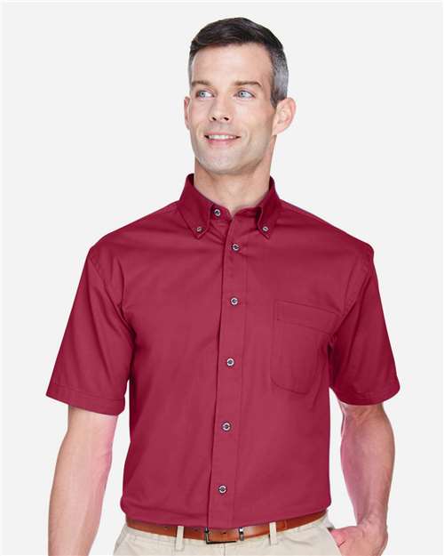 Harriton Men's Easy Blend™ Twill Dress Shirt with Stain-Release - M500S Wine