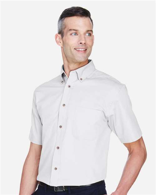 Harriton Men's Easy Blend™ Twill Dress Shirt with Stain-Release - M500S White