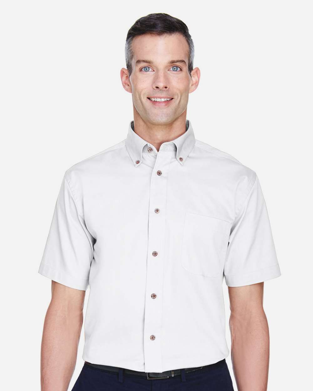 Harriton Men's Easy Blend™ Twill Dress Shirt with Stain-Release - M500S White